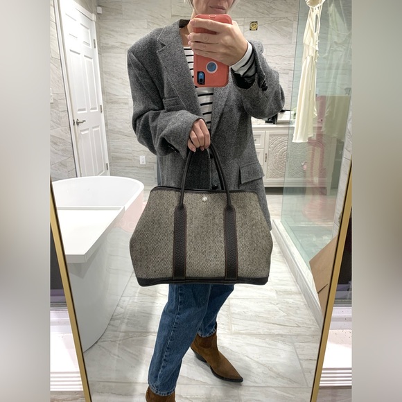 ❌SOLD❌Authentic HERMES Buffalo Leather and Chevron Wool Garden Party 36 Bag. - Picture 4 of 15